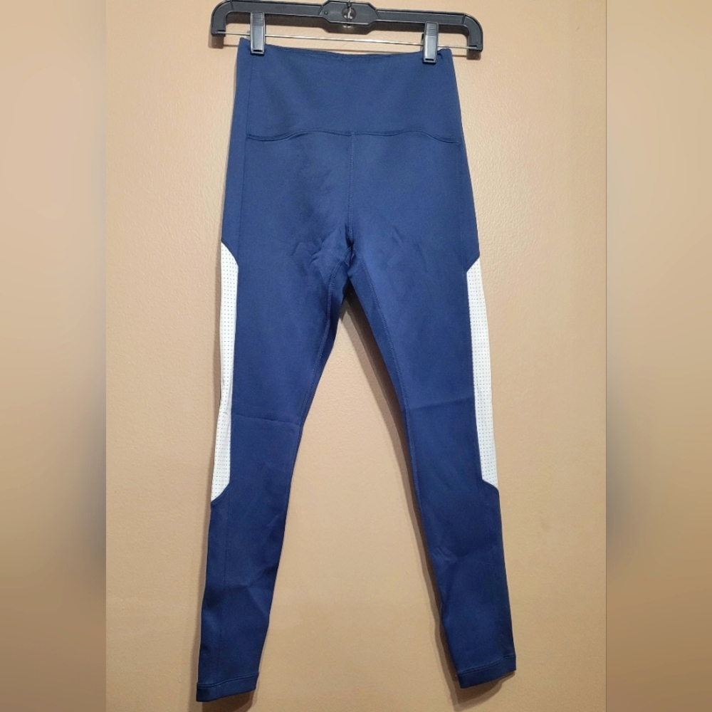 EUC ZYIA Active Bare Primo Mesh Panel Leggings Blue and White Size 4 - Picture 4 of 10